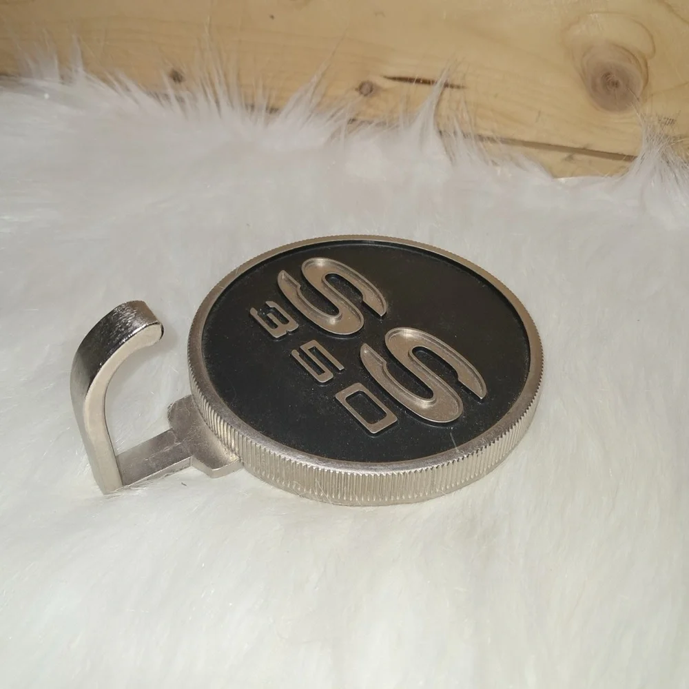 GM Chevy Camaro SS 350 Gas Fuel Cap WALL COAT HANGER Metal Hook Man Cave Decor